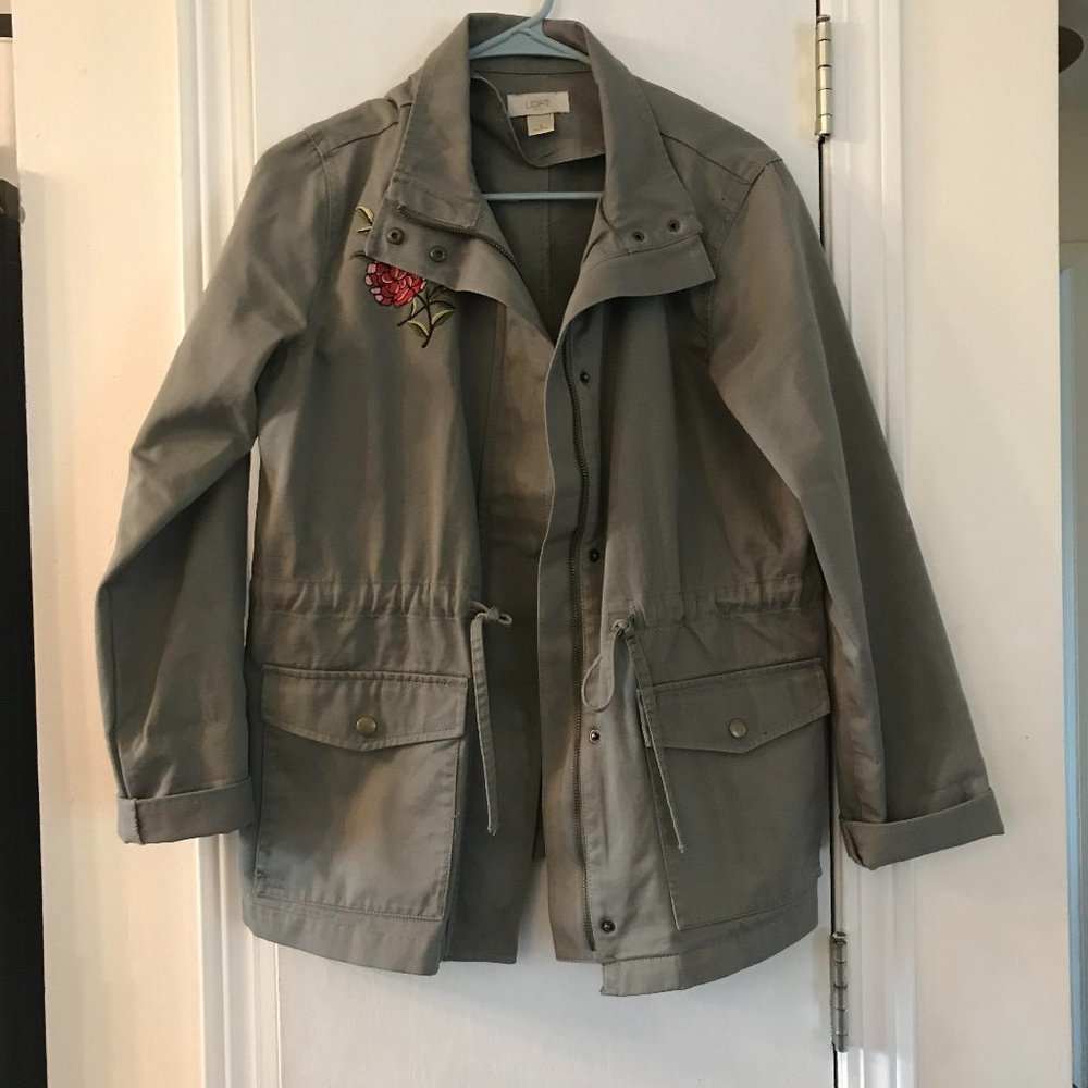 LOFT Outlet Cargo Jacket w/Floral Detail